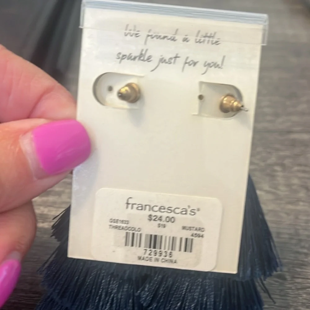Francesca’s Teal Layered Tassel Earrings NWT